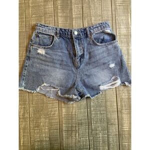 Love Tree‎ Denim Womens Distressed High Waisted Jean Shorts Blue Size Medium